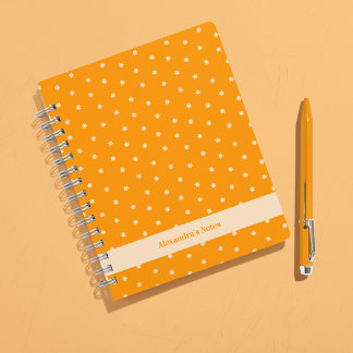 Carnet Warm Orange Ditsy Flower Polka Dots Personalised