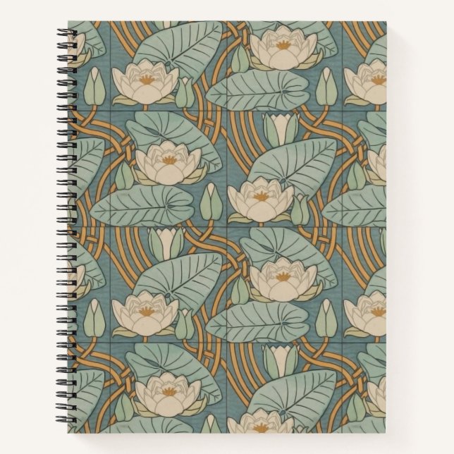Carnet Water Lys Lily Art Nouveau Nature (Devant)