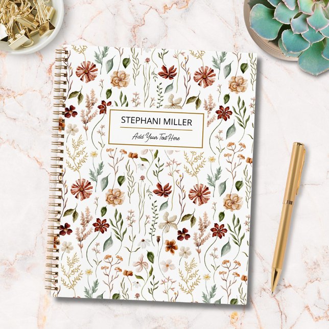 Carnet Watercolor Autumn Wildflower Garden Floral Pattern (In situ)