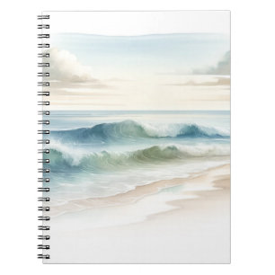 Carnet Watercolor Beach Waves Rustic Coastal