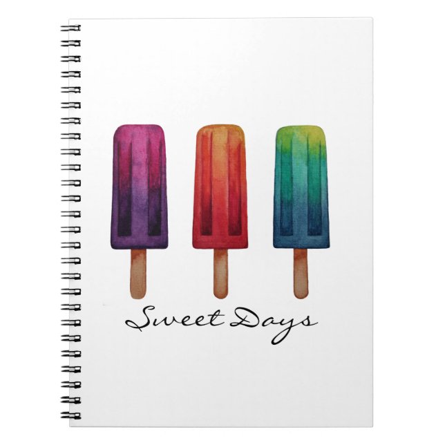 Carnet Watercolor Cute Popsicle Glaces Creams (Devant)