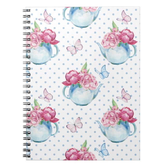Carnet watercolor kettle peony (Devant)