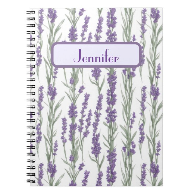 Carnet Watercolor Lavender Flowers Personalized (Devant)