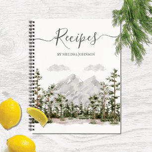 Carnet Watercolor Mountain et Forest Cookbook Recette