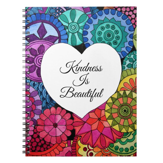 Carnet Watercolor Rainbow Mandala With Heart (Devant)