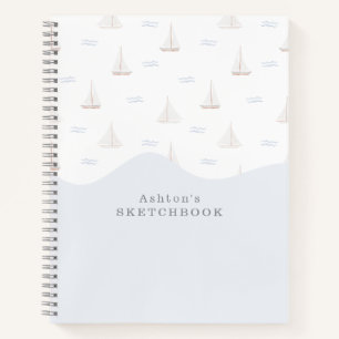 Carnet Watercolor Sailing Boats, skatebook garçon/fille