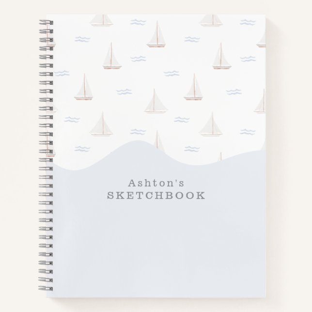 Carnet Watercolor Sailing Boats, skatebook garçon/fille (Devant)