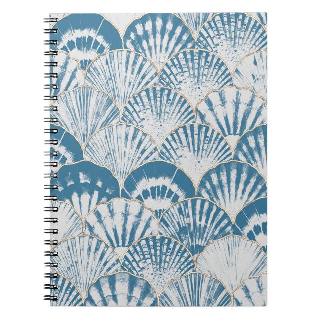 Carnet Watercolor sea shell japonais vagues transparent p (Devant)