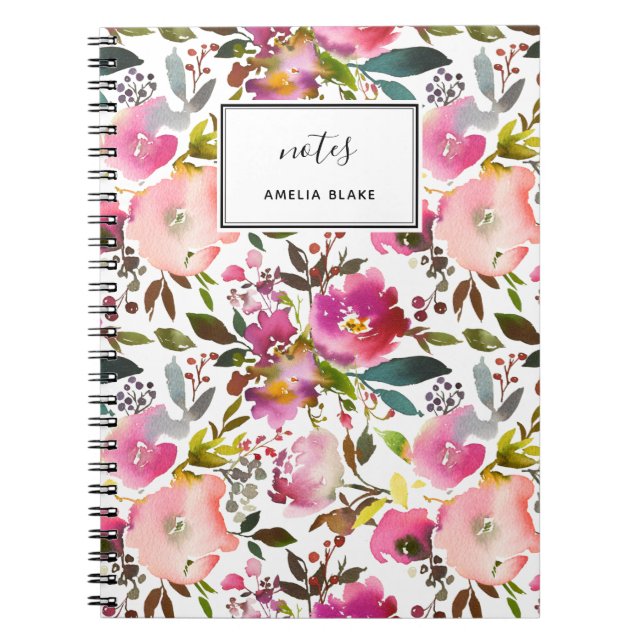Carnet Watercolor Spring Floral Spiral Photo Notebook (Devant)