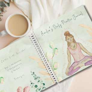 Carnet Watercolor Yoga Girl in Lotus Daily Practice