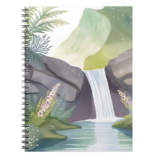 Carnet Waterfall Whisper | Nature Watercolor Landscape (Devant)