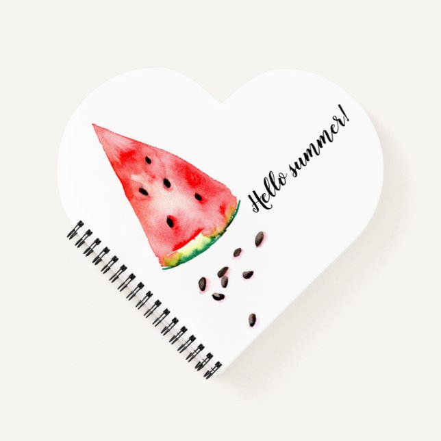 Carnet Watermelon avec graines design aquarelle tendance. (Devant)