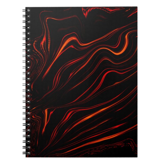 Carnet Wavy long red traces in black fund (Devant)