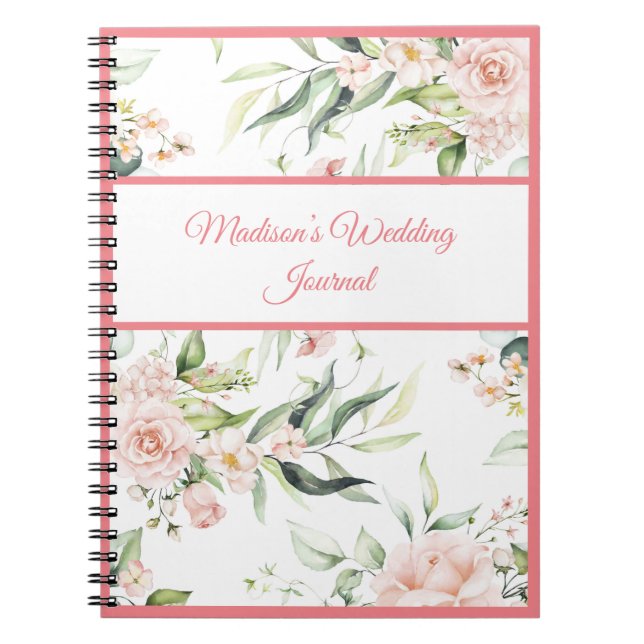 Carnet Wedding Floral Elegant Pink Chic Girly Script Name (Devant)