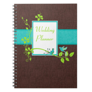 Carnet Wedding planner blanc vert Brown Aqua