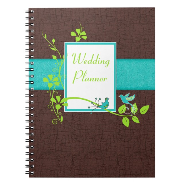 Carnet Wedding planner blanc vert Brown Aqua (Devant)