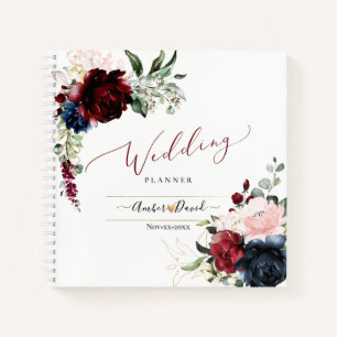 CARNET WEDDING PLANNER BLEU BURGUNDY DE LA MARINE DE COUL