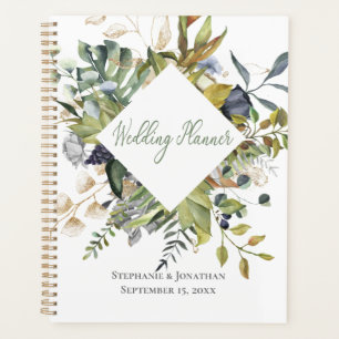 Carnet Wedding planner bleu et vert tropical