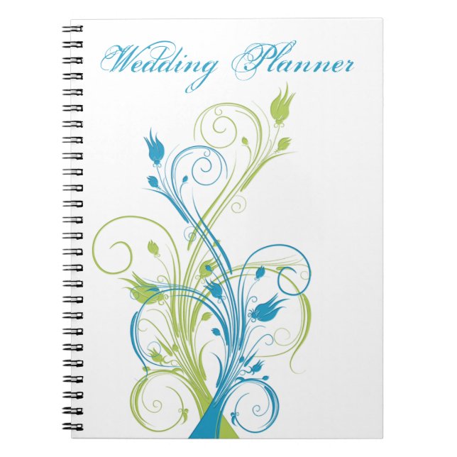 Carnet Wedding planner bleu vert blanc (Devant)