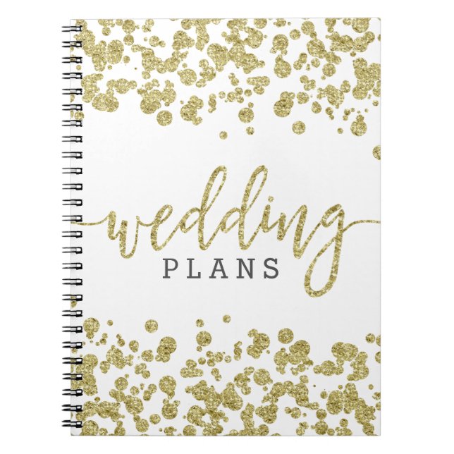 Carnet Wedding planner Confetti blanc et or (Devant)