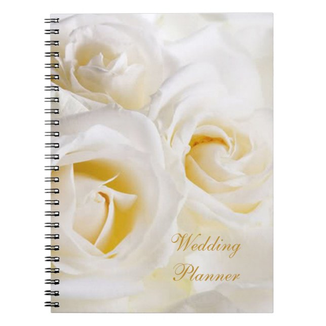 Carnet Wedding planner crème blanc de roses (Devant)