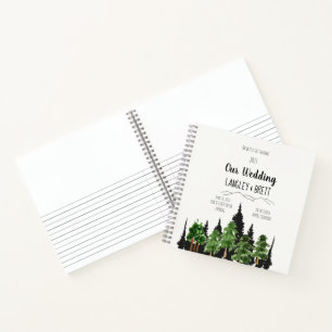 Carnet Wedding planner d'aquarelle de forêt rustique