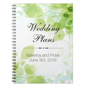 Carnet Wedding planner d'aquarelle Feuille de printemps