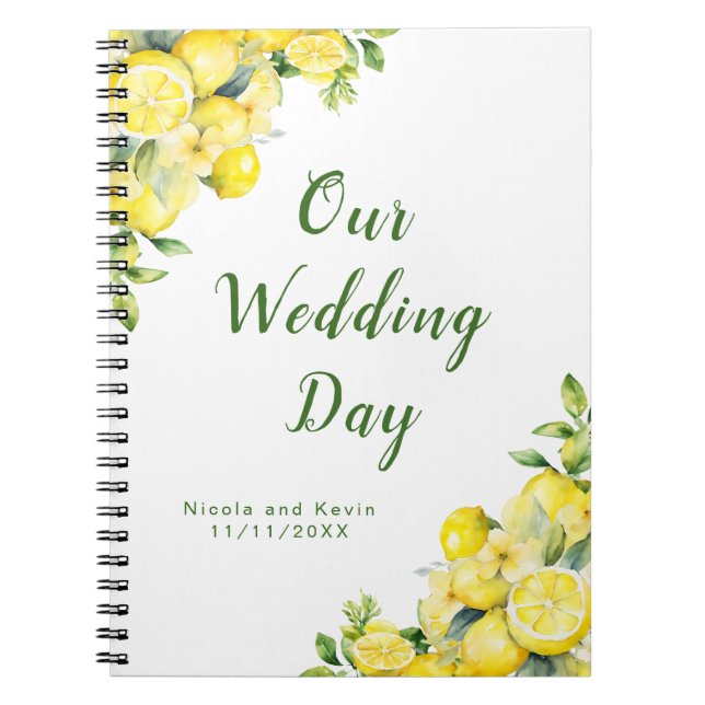 Carnet Wedding planner de cadre vert citron italien (Devant)