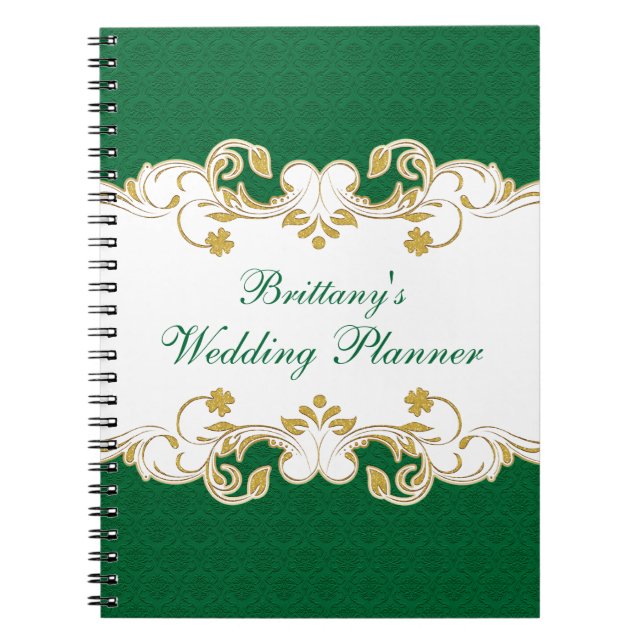 Carnet Wedding planner de défilement vert, blanc,  (Devant)