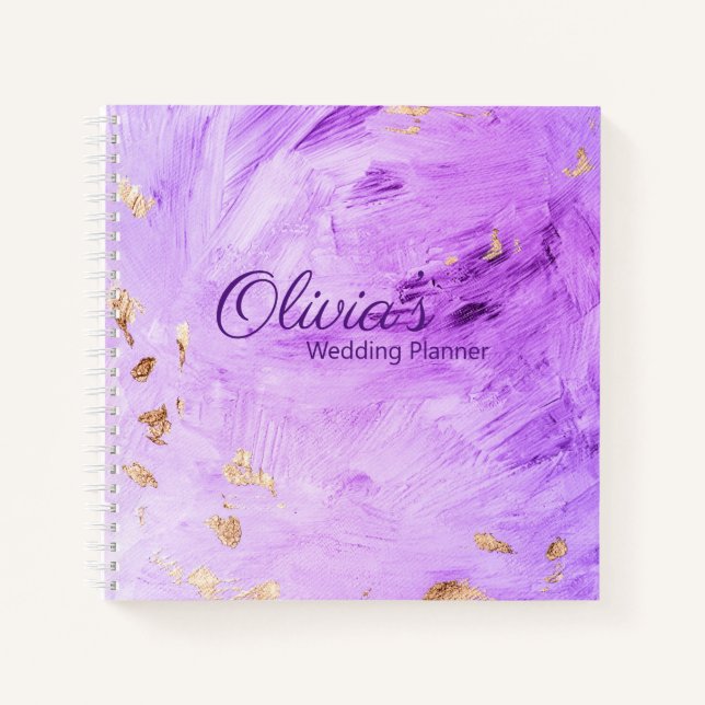 Carnet Wedding planner de nom Abstrait Purple Gold (Devant)