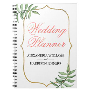 Carnet Wedding planner d'or botanique tropical moderne