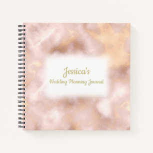 Carnet Wedding planner en marbre doré Rose vintage