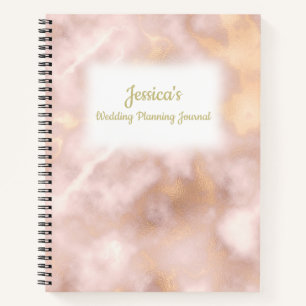 Carnet Wedding planner en marbre doré Rose vintage
