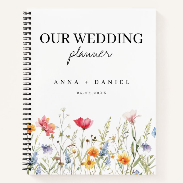 Carnet Wedding planner Fleur sauvage aquarelle (Devant)