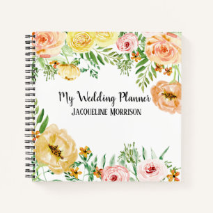 Carnet wedding planner Moderne Aquarelle Florale Roses