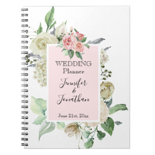 Carnet Wedding planner traditionnel rose et rose blanche