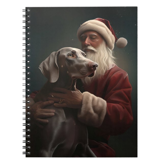 Carnet Weimaraner avec Noël Festif du Père Noël (Devant)