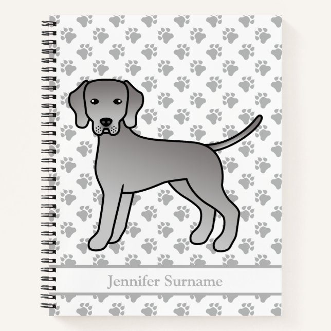 Carnet Weimaraner Chien de Dessin Animé Mignon & Texte Pe (Devant)