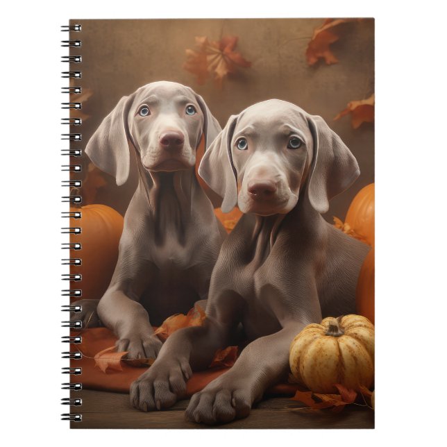 Carnet Weimaraner Chiot Automne Citrouille délice (Devant)