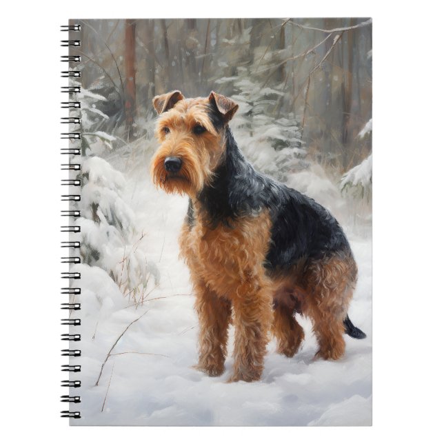 Carnet Welsh Terrier Laisser Neige Noël (Devant)