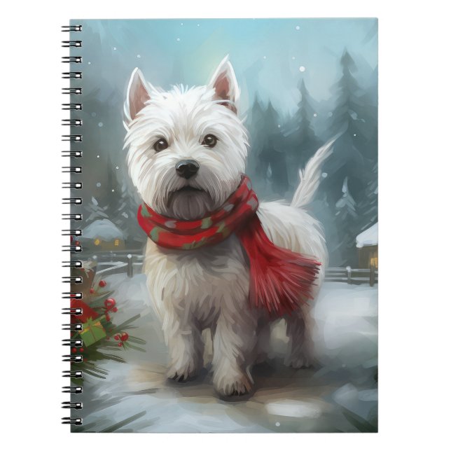 Carnet West Highland White Terrier Dog dans la neige Noël (Devant)