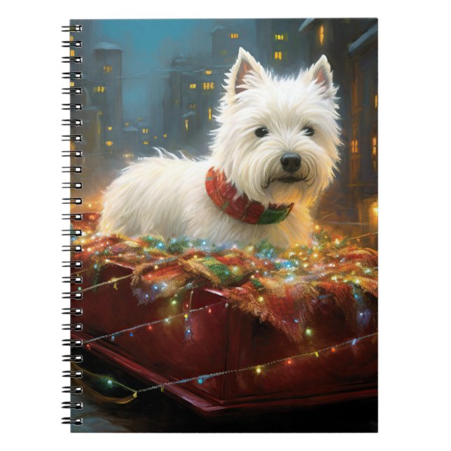Carnet West Highland White Terrier Noël Fête (Devant)