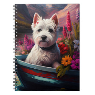 Carnet West Highland White Terrier sur un bateau