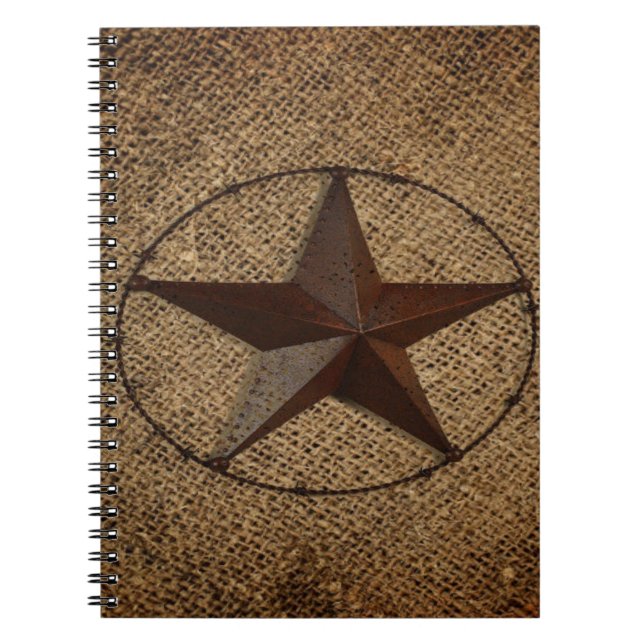Carnet Western Country Rustic Burlap Primitif Texas Star (Devant)