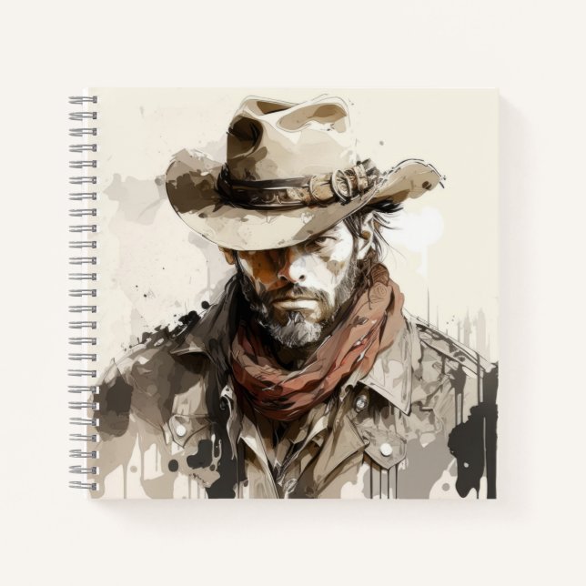 Carnet Western Cowboy Portrait Peinture Chevaux historiqu (Devant)