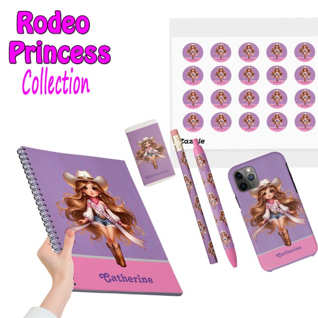 Carnet Western Cowgirl Rodeo Princess 1 Personnalisé (Rodeo Princess Collection  Notebook, pen, pencils, eraser, stickers and more)