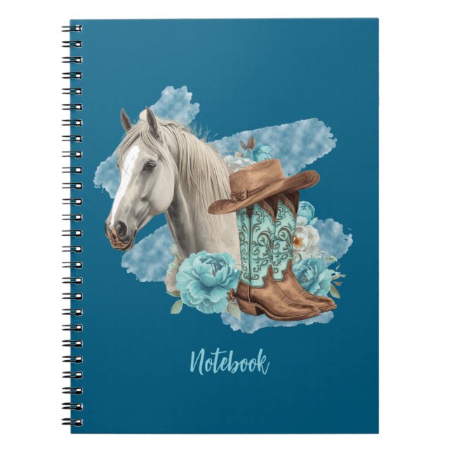 Carnet Western Horse Spiral NoteBook- Navy (Devant)