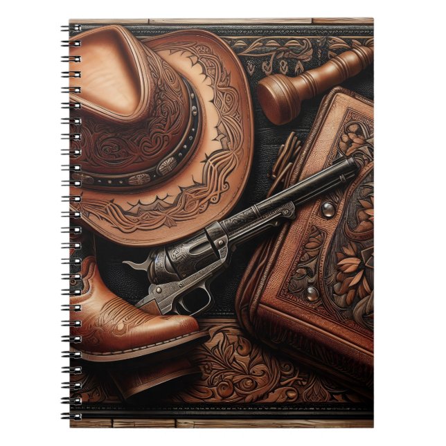 Carnet Western Trio : Casquette, Bottes, Revolver (Devant)
