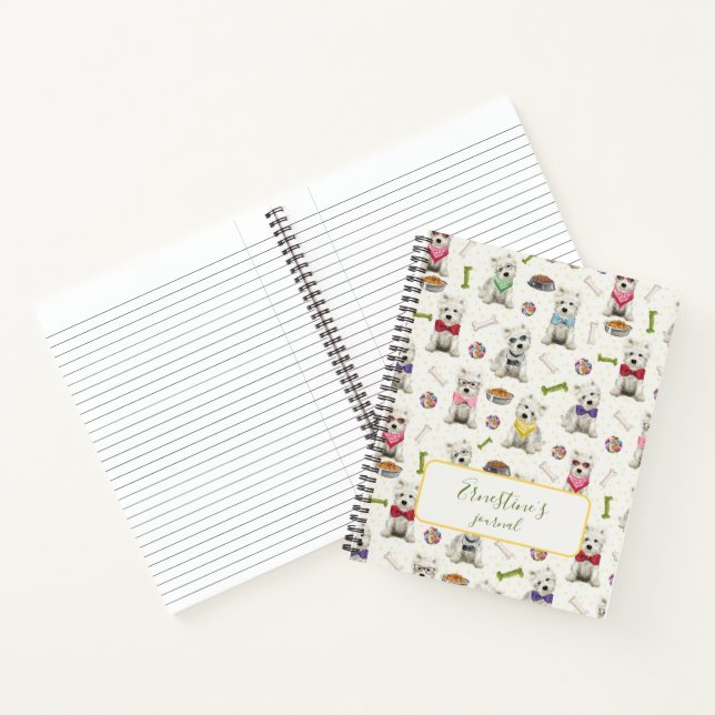 Carnet Westies blanches avec accessoires Whimsical (Intérieur)