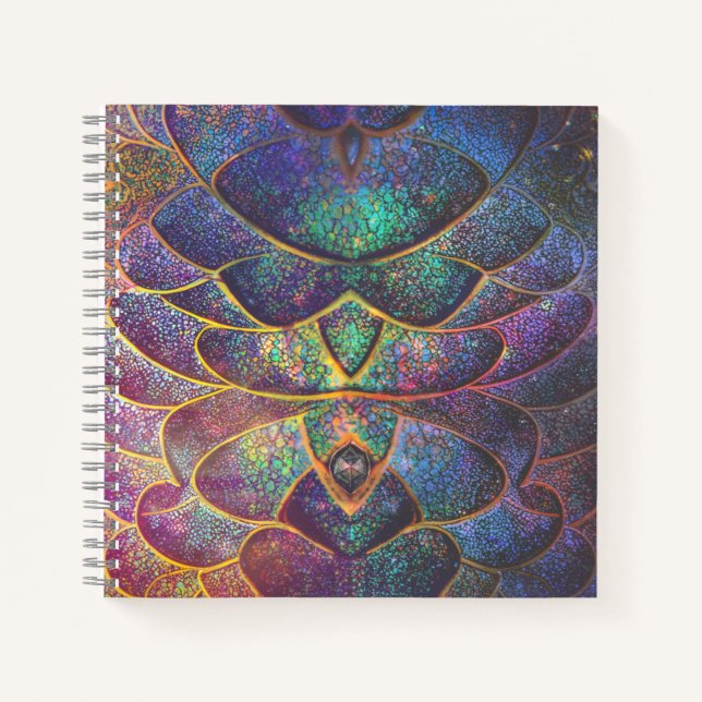 Carnet Whimsical Abstract Dragon Scales Cool Fractal Art (Devant)